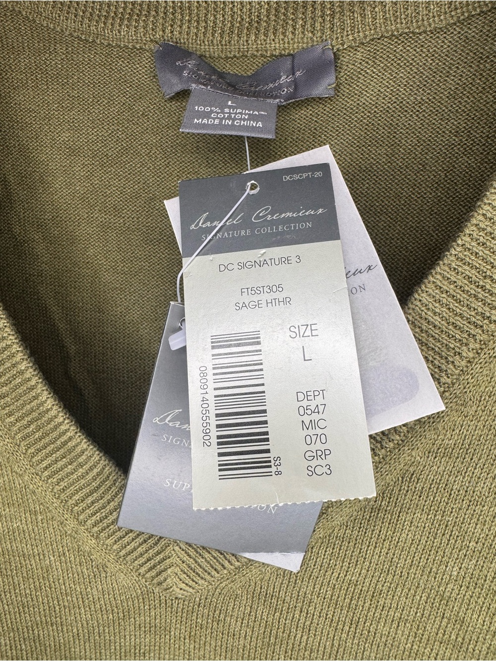 Daniel Cremieux Olive V-Neck Sweater Vest - Picture 5 of 5